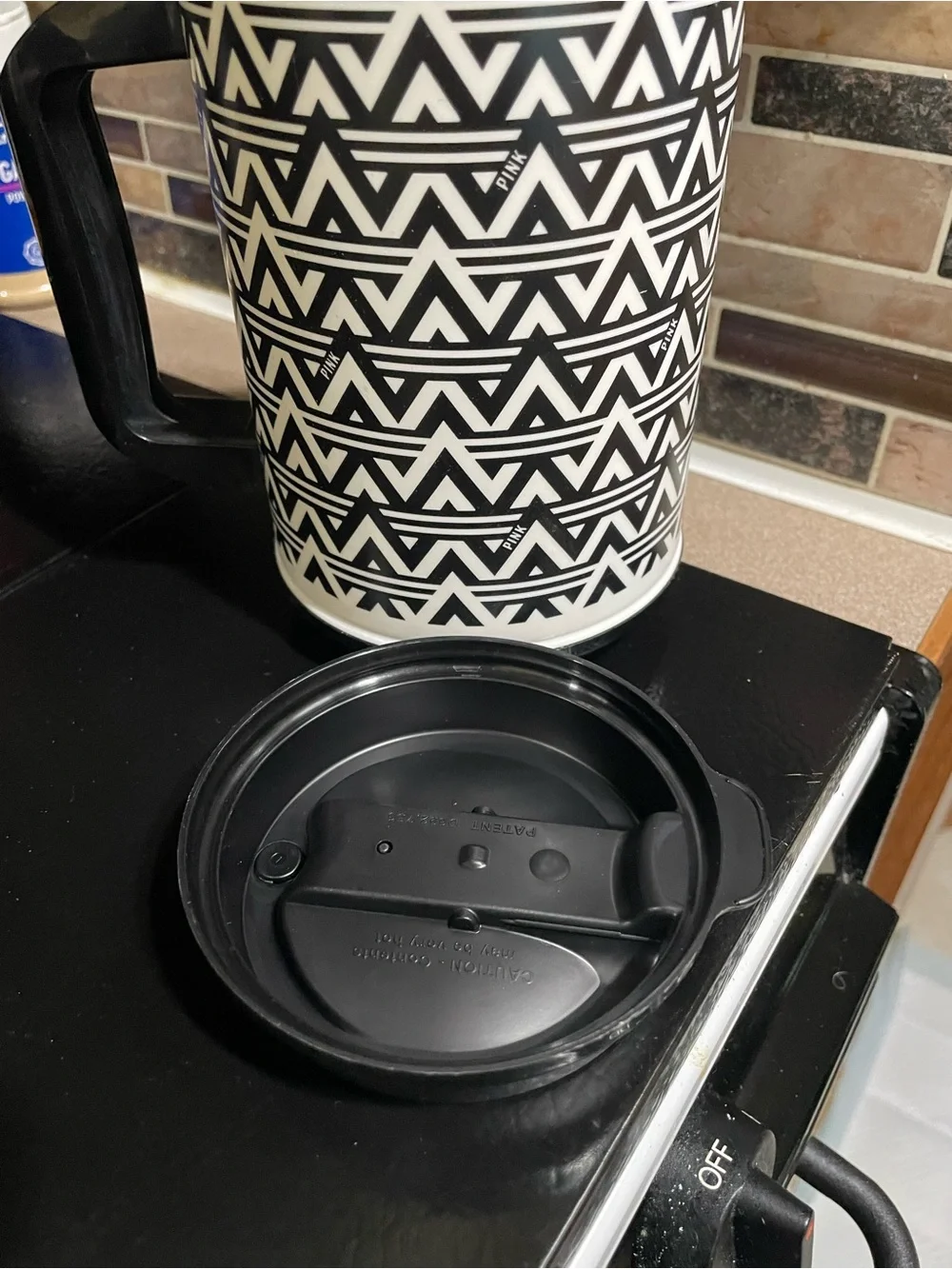 Victoria’s Secret PINK Black & White Travel Mug – Never Used